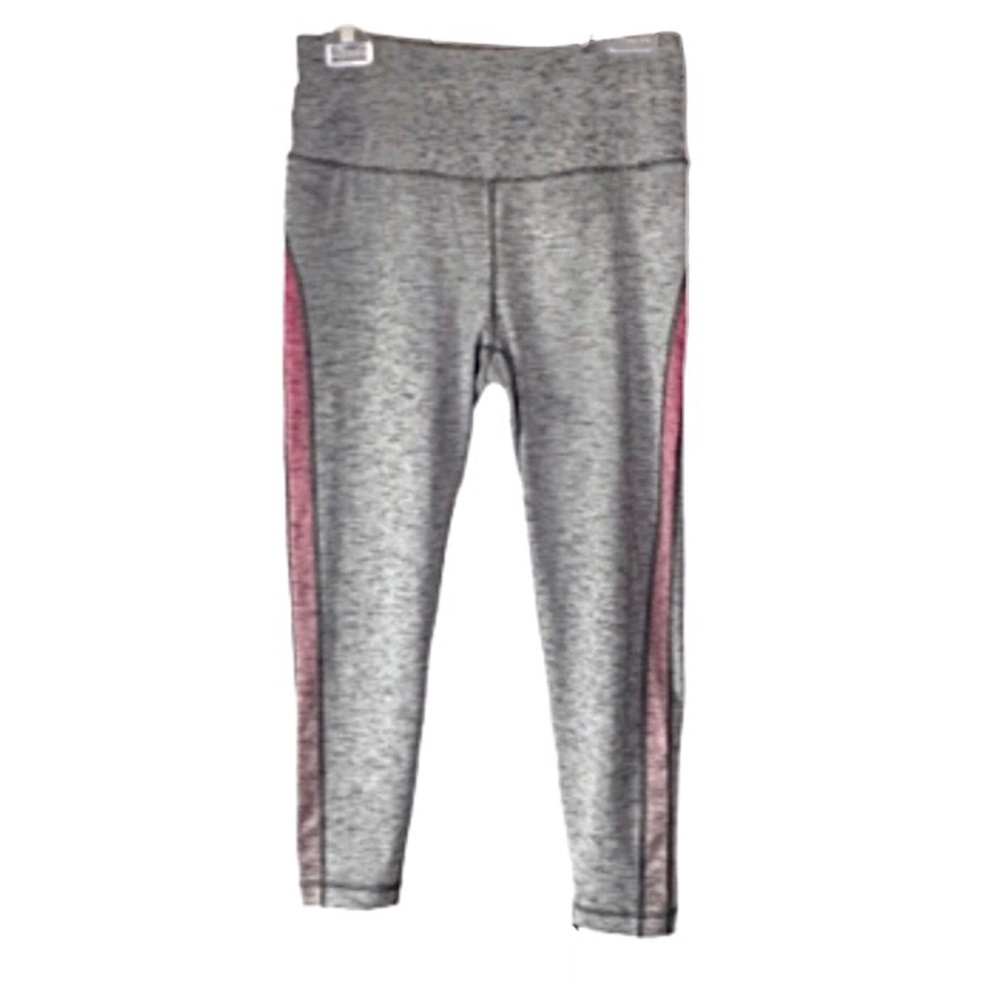 Reebok Heathered Gray & Pink Cropped Leggings Medium